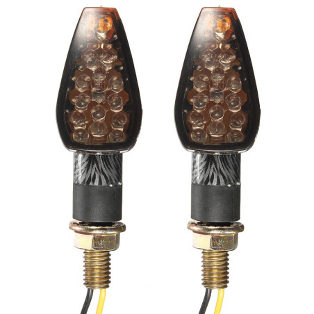 LED knipper kort licht Smoked Carbon look  met achter indicatie (per paar)