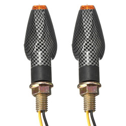 LED knipper kort licht Smoked Carbon look  met achter indicatie (per paar)